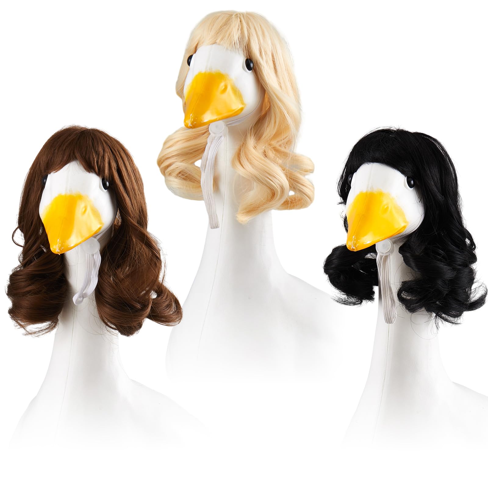 Dansydaisy 3 Pcs Porch Goose Wigs,Porch Goose Outfit Suitable for 17 Inch and 23 Inch Statue,Cute Outdoor Statue Accessories,Patio Yard Goosey Wig for Lawn Goosey Garden