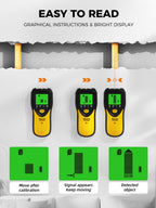 Mecurate 5-in-1 Stud Finder with LCD Display, Wall Scanner for Studs, Metal, AC Wires Detection, Lightweight & Durable, Perfect for Homeowners & DIY Projects (Yellow)