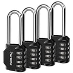 Puroma 4 Pack 2.6 Inch Long Shackle Combination Lock 4 Digit Outdoor Waterproof Padlock for Hasp Locker Lock, Sports Locker, Fence, Gate, Toolbox, Case, Hasp Storage, Cabinets (Black)