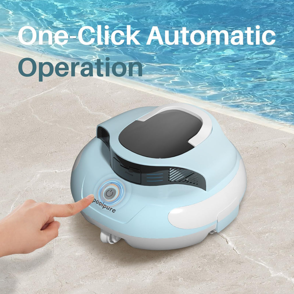 PoolPure Aquaguard SE II 2025 Upgrade Cordless Robotic Pool Cleaner with 120-Min 5000mah Big Battery (Blue)