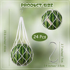 SATINIOR 24 Set Melon Hammocks Cradles with S Hanging Hooks Heavy Duty Hammock Cradles Holder, Reusable Hanging Bags Fruit Slings Mesh Fruit Holder for Honeydew Melon, Squash, Cantaloupe