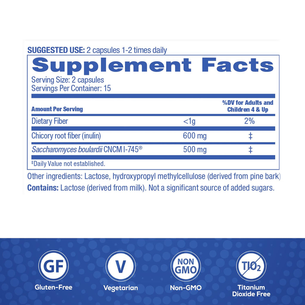 Florastor Advanced Pro+Pre Daily Probiotic and Prebiotic Supplement for Women and Men, Boosts Good Bacteria, Saccharomyces Boulardii CNCM I-745 (30 Capsules) (Pack of 2)