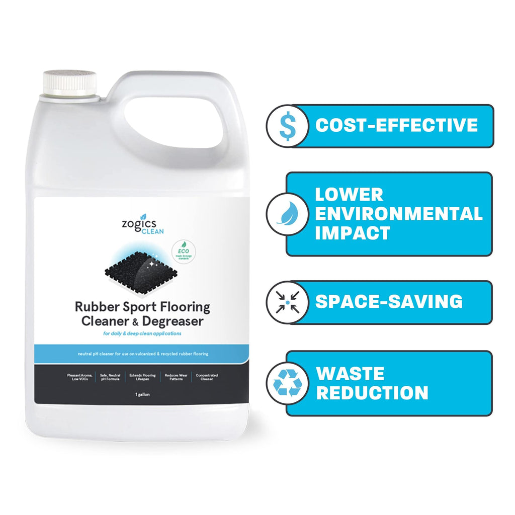 Zogics Rubber Flooring Cleaner and Degreaser – Cleaner Concentrate and Heavy Duty Degreaser for Rubber Floors and Mats, Biodegradable and Non Toxic Cleaner (4 Gallons/Case)