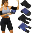 Shyyween 4 Pcs Thigh Wraps & Arm Trimmers Set Thigh and Arm Sweat Bands Slimmer Leg Wrap Compression for Weight Loss(Black and Blue)