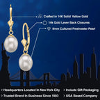 Gem Stone King Cultured Freshwater Pearl Earrings, White, Yellow Gold