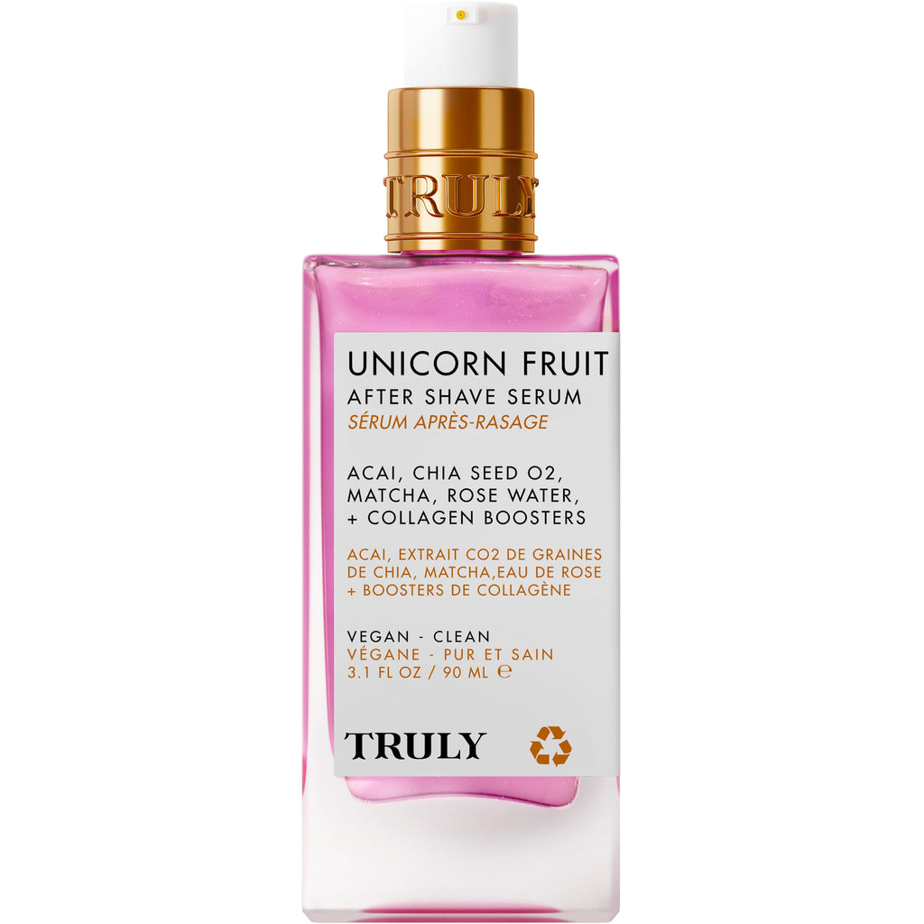 Truly Beauty Unicorn Fruit After Shave Serum | Rejuvenating Ingrown Hair Treatment & Redness Relief | Acai, Matcha & Rose Water | Hydrates, Soothes, & Smooths Skin | Cotton Candy Scent (3.1 fl oz)