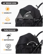797Audio Dog Stroller for Small Medium Dogs,Pet Stroller for Cats Puppy Up to 121lbs,Foldable,One Click Folding,4 Wheel Shock Absorption,Adjustable Canopy with Sun Shades,Removable Washable Pad(Black)