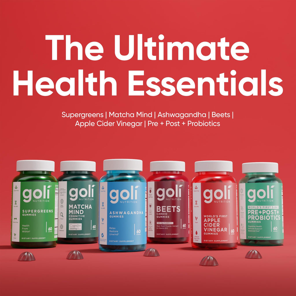 Goli Ultimate Wellness Gummies Variety Pack, 6 Bottle Bundle with Supergreens, Matcha Mind, Ashwagandha, Beets, ACV & Pre+Pro+Postbiotics, Vegan, Non-GMO & Gluten Free