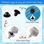 Pushglossy 1 Set Swimming Pool Water Jet Connectors Replacement Parts Kit Small Strainers with Pool Outlet Strainers, Inlet Nozzles and Hole Plugs with 1.25 Inch Fittings (Black,Grey)