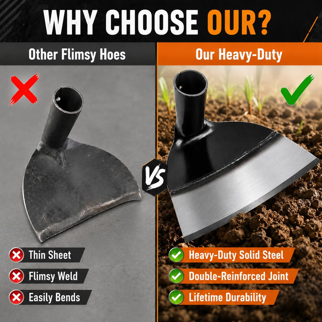 VANZACK 9.25in Heavy Duty Steel Garden Hoe Head, Hoe Garden Tool for Garden