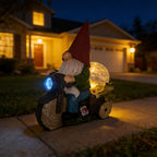 SAMPU CRAFT Garden Gnome on Motorcycle with Solar Powered Light,9.8IN