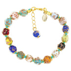 Glass of Venice Murano Bracelet - Italian Multicolor Sommerso Sparkling Beads Handmade Blown Glass for Women