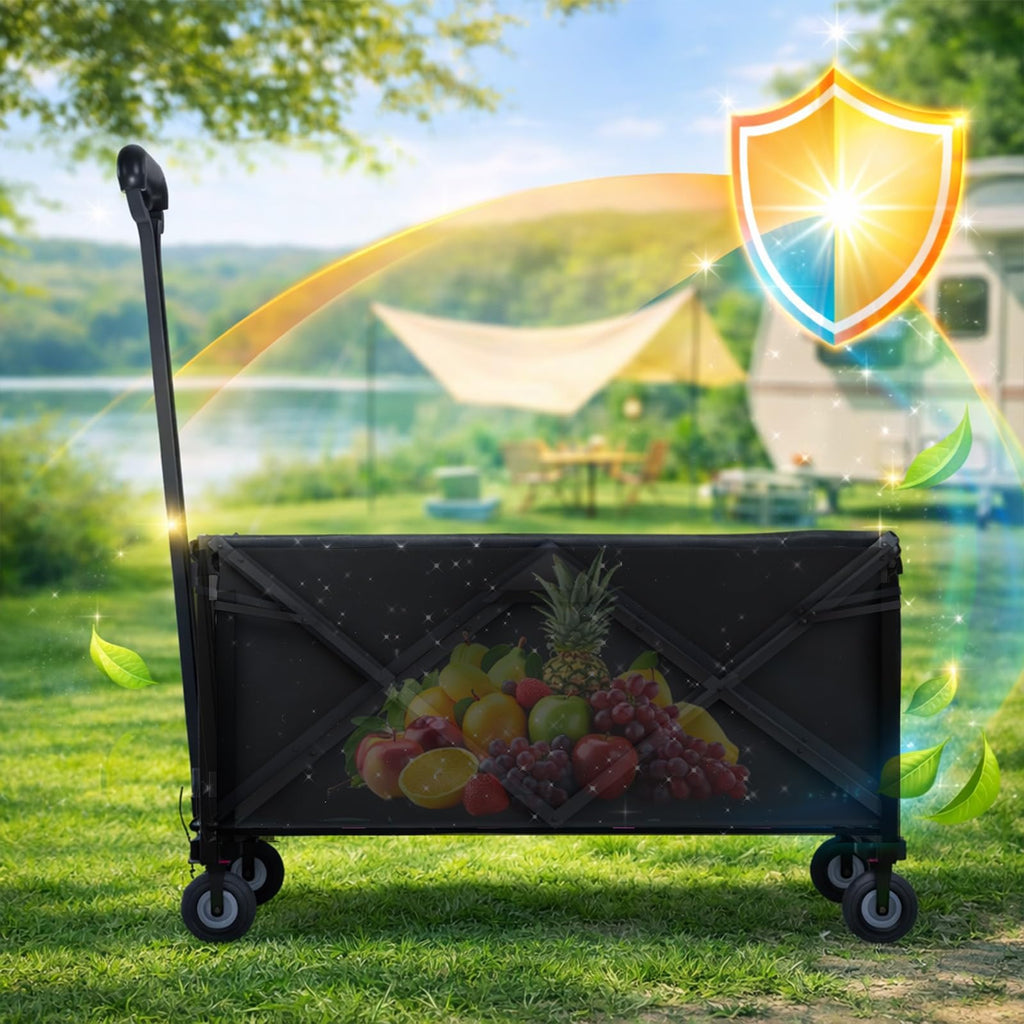 EVRBUL Outdoor Folding Wagon Cover, 38" L x 22" W x 20" H Heavy Duty 420D Waterproof Garden Cart Cover for Collapsible Wagon Carts with Portable Pocket Bottom Drawstring Reflective Strip, Cover Only