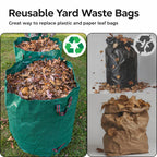 Gardzen 3 Pack 72 Gallon Garden Waste Bags Reusable Heavy Duty
