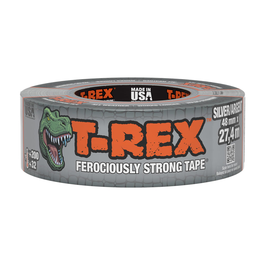 T-REX Tape Heavy Duty Duct Tape with UV Resistant & Waterproof Backing for Ferociously Strong Repairs, 1.88" x 30 yd, Gunmetal Gray, 1 Roll