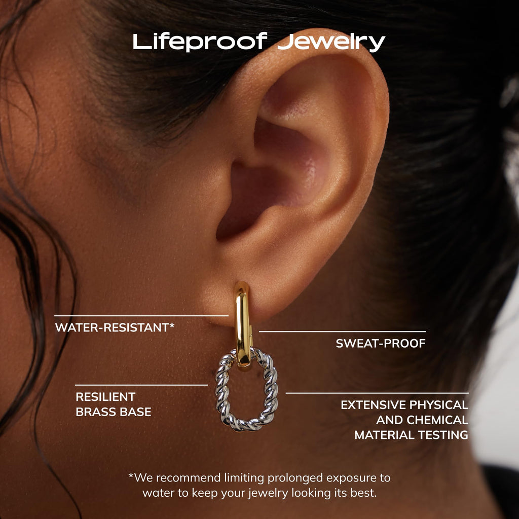 Ana Luisa Ash Double Hoop Earrings for Women - 14K Gold Plated, Silver & Two-Tone Drop Dangle Hoop Earring - Trendy Paperclip Link Huggie Hoop - Hypoallergenic, Water-Resistant & Tarnish-Free Jewelry