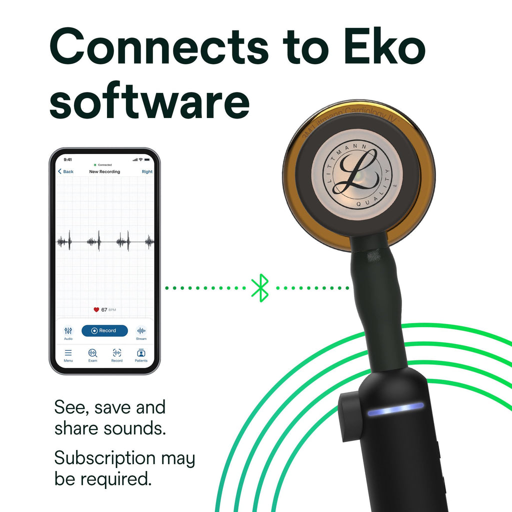 3M Littmann CORE Digital Stethoscope, Our Most Advanced Stethoscope Yet, Up To 40x Amplification, Active Noise Cancellation, In-App Sound Wave Visualization, High Polish Copper Chestpiece, 8870