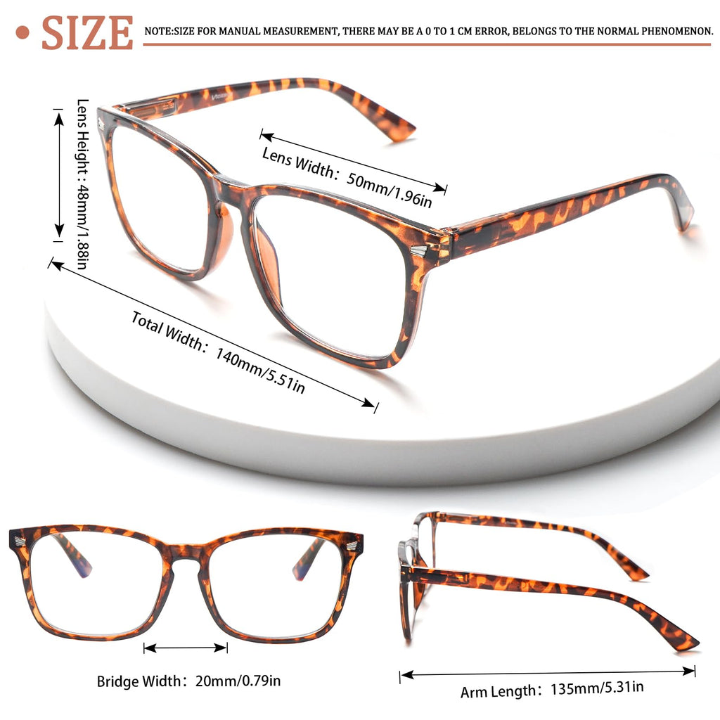 VIDEBLA 6 Pack Progressive Multifocus Reading Glasses for Women Men Blue Light Blocking Reading Glasses Spring Hinge Readers (Mix-5(6glasses 6 Holster), 2.50, x)
