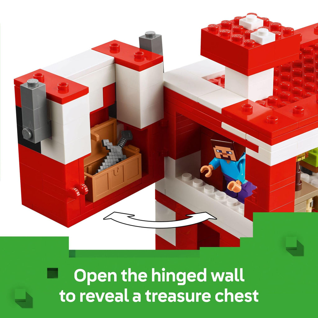 LEGO Minecraft The Mooshroom House Toy Figures and Playset - Building Minecraft Toy for Kids, Boys and Girls, Ages 8+ - with Steve and Other Figures for Pretend Play - Gift Idea for Birthdays - 21270
