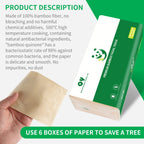 Soft Durable Bamboo Facial Tissues - 3 Ply Natural Unbleached Facial Paper Dry or Wet Use 12 Packs（134 Tissue per Pack, 1608 Tissues Total）