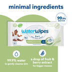 WaterWipes Sensitive+ Baby & Toddler Wipes, 3-In-1 Cleans, Cares, Protects, 99.9% Water, Textured Clean, Unscented & Hypoallergenic, 720 Count (12 Packs)