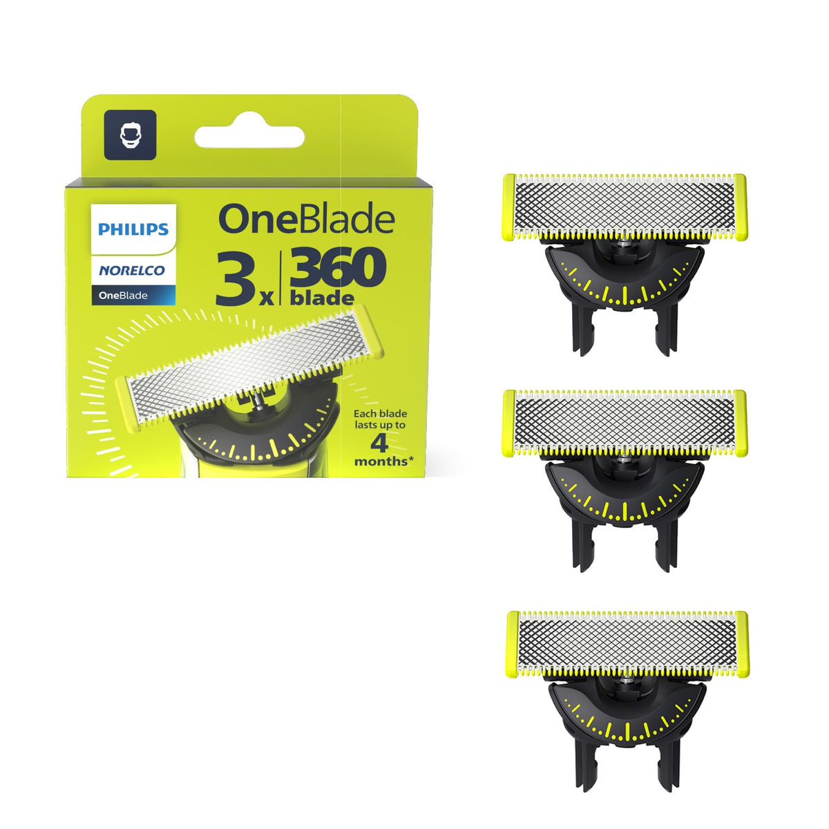 Philips Norelco OneBlade 360 Replacement Blades, 3 Pack