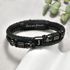 Initial Leather Bracelets for Men, Double-Row Braided Adjustable Wristband