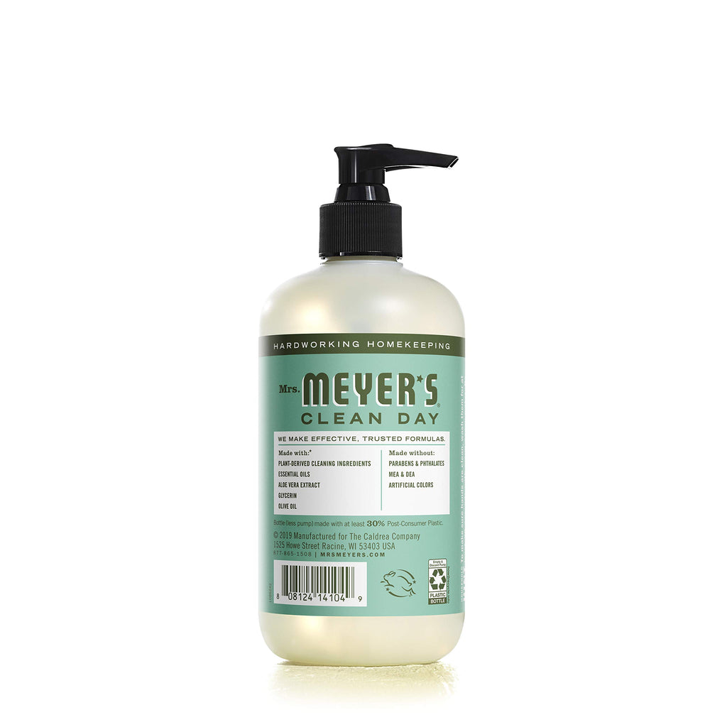 MRS. MEYER'S CLEAN DAY Liquid Hand Soap, Cruelty Free Hand Wash Made with Essential Oils, Basil Scent, 12.5 oz - Pack of 6