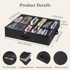 Lifewit Under Bed Shoe Storage Organizer 2 Pack(12 Shoes Cells), 4.3 Inches Profile Fabric Shoes Container Box with Clear Cover, Foldable Storage Bag with 2 Handles, Fits 12 to 24 Pairs