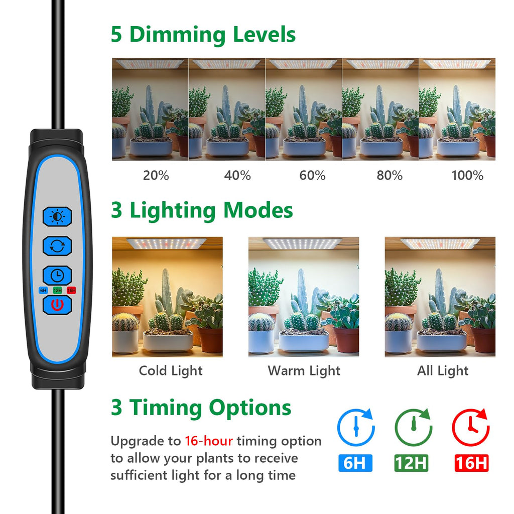 Aumtrly Seed Starting Grow Light, 552 LED Full Spectrum Plant Lamp 4 Panel