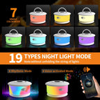TOHETO 2-Pack Camping String Lights, 3 in 1 Upgraded Retractable RGB Outdoor String Lights with 19 Lighting Modes, Quick 30s Recovery, 32.8 FT Portable Tent Light, Rechargeable Camping Lantern (White)