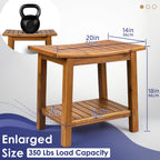 Upolana Teak Shower Bench, 20" Solid Wood Shower Stool Waterproof Shower Seat with Storage Shelf for Bathroom, Indoor & Outdoor Use
