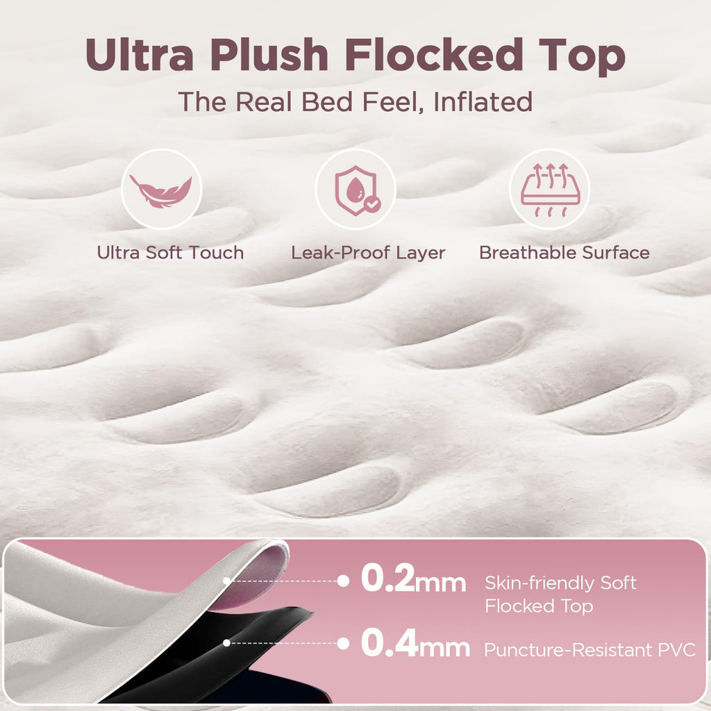 CHERIMOR Queen Air Mattress with Built in Pump, 18" Elevated Height, 48Hr Leak-Tested, Honeycomb Coil Support, 800 lbs Capacity, Fast 3-Min Inflation–Blow Up Mattress for Guest Room & Sleepover
