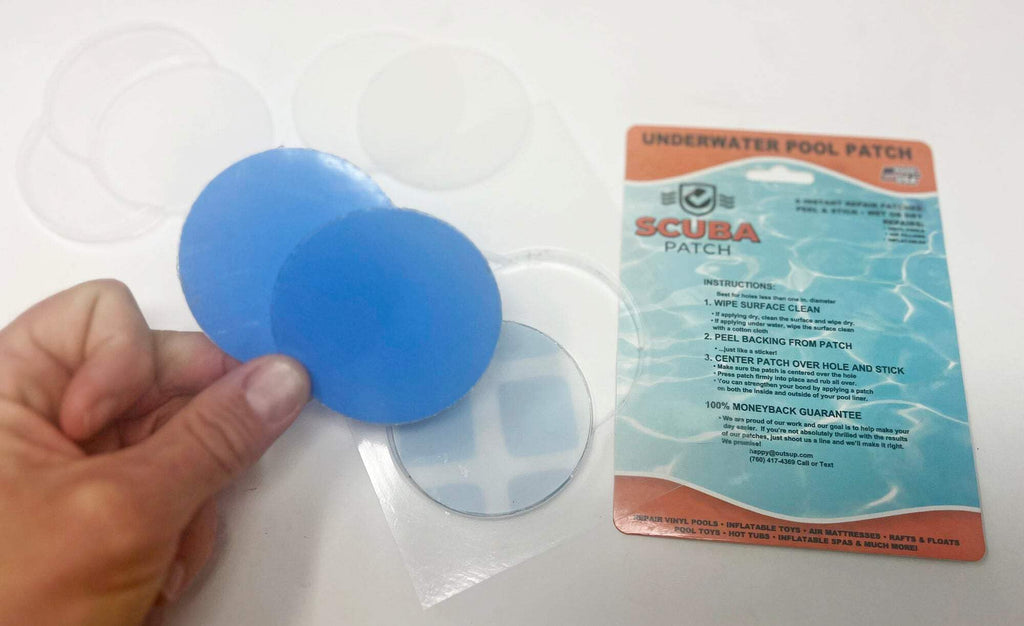 All-in-One Repair Kit for Above-Ground Pools | Fast, Underwater-Capable Peel-and-Stick OR Adhesive Glue-Down Vinyl Patches & for Easy Set and Frame Pools 4 Inch Peel and Stick