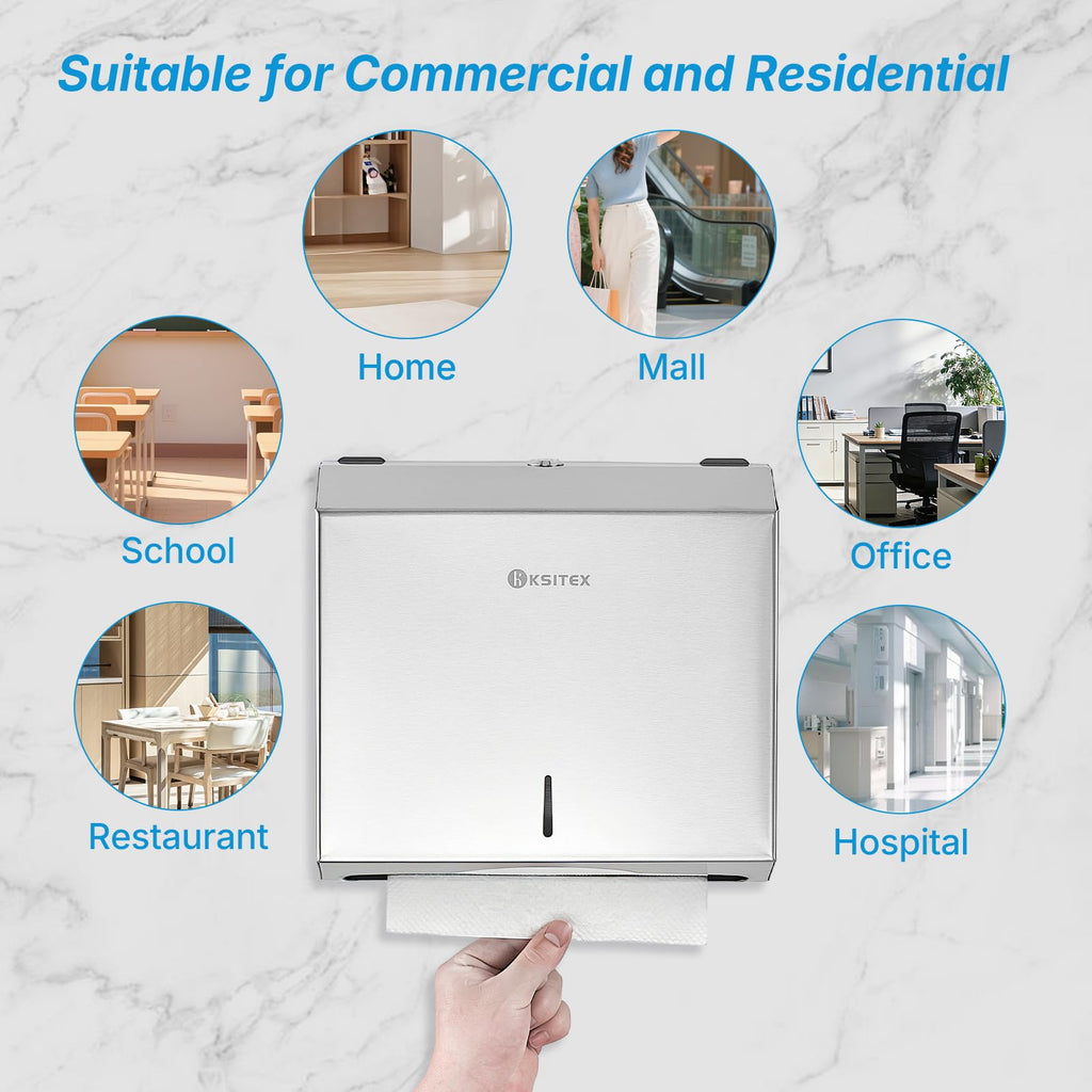 KSITEX Paper Towel Holder Dispenser Wall Mount,SUS304 Stainless Steel