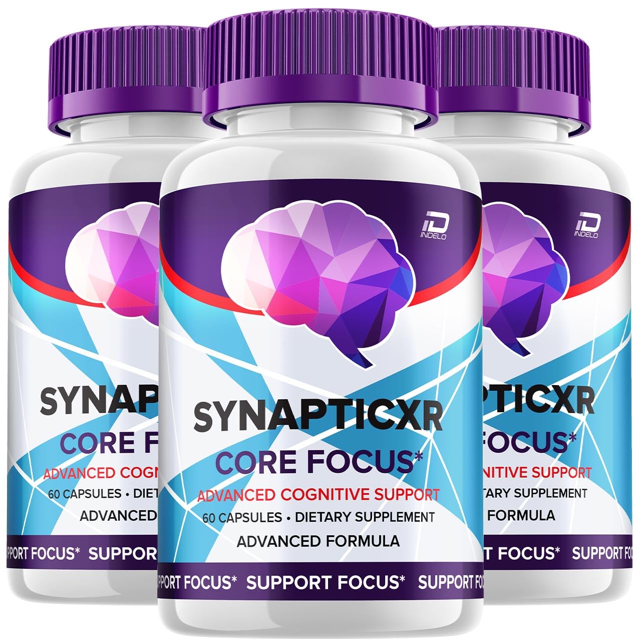 Indelo SynapticXR Brain Supplement Capsules – Synaptic XR All-Natural Maximum Strength Formula for Focus Pills, SynapticXR Support and Reviews (3 Pack – 180 Capsules)