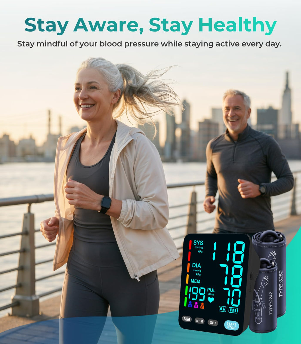 YONLO Blood Pressure Monitor, Automatic Upper Arm Blood Pressure Monitors for Home Use, 2 Blood Pressure Machine Cuff(9-17in & 13-21in) with Large LED Backlit Display, 3x199 Reading Memory Users Black