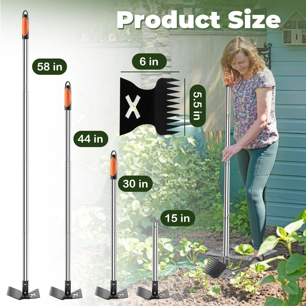 NICOFPHY Larger Weed Puller Tool with Long Handle for Garden, Yard and Lawn