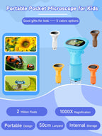 Acoath Microscope for Kids, 1000X Handheld Digital Miniscope with 2.0" Screen, Portable Pocket Microscope Education Toys Gifts for Age 3 4 5 6 7 8 9 10 Girls Boys