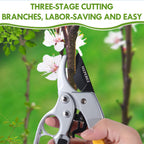 MEPEREZ Premium pruning shears for gardening, Work 3 times easier, Pruners heady duty, Sharp garden clippers cuting florist flower, hedge, herb, rose, Indoor live plants, Arthritis weak hand snips
