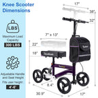 Economy Knee Scooter, Steerable Knee Walker, Foldable Knee Scooters for Foot Injuries Adult Best Crutches Alternative (Purple)