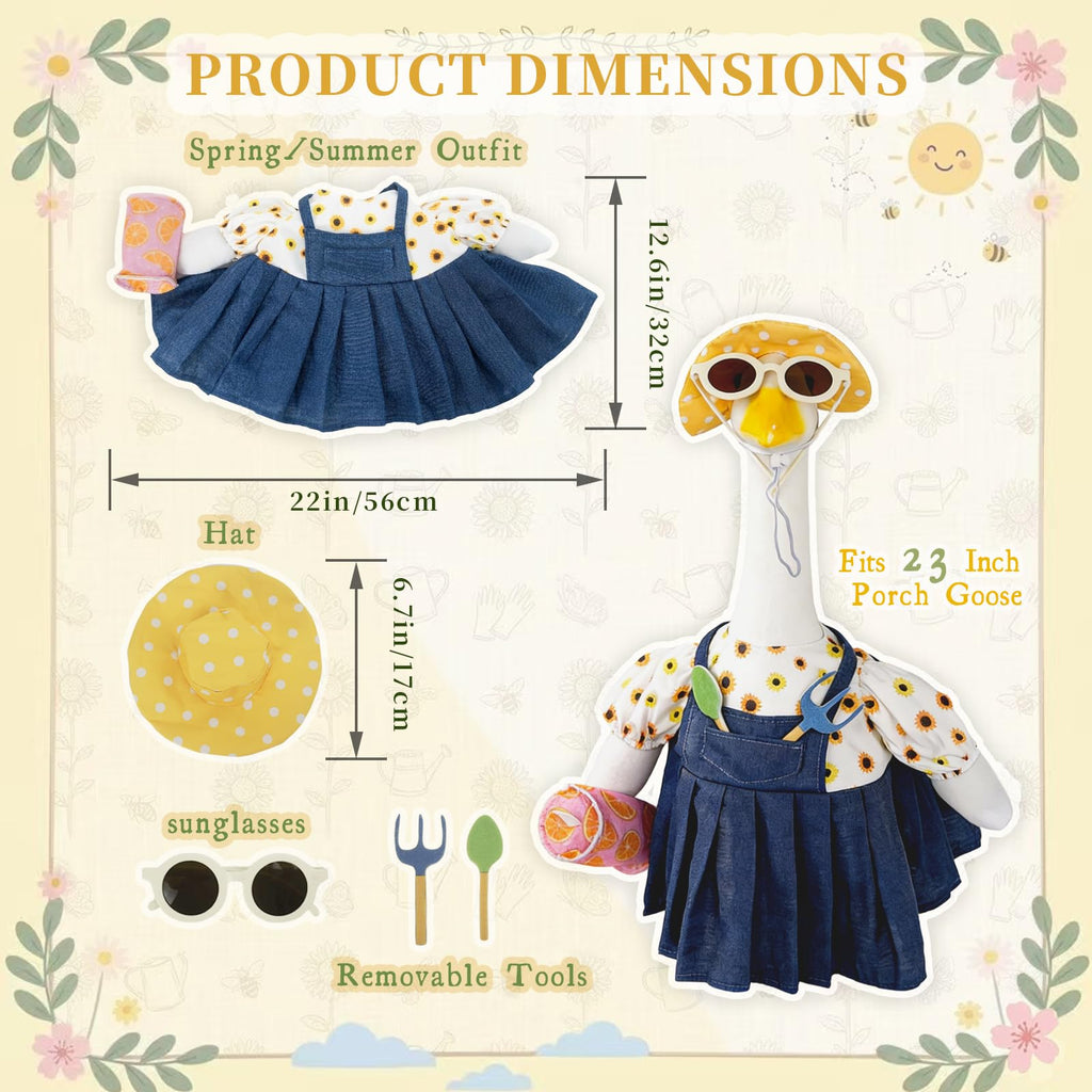 RUXRQPJ Gardener Summer Porch Goose Outfits for 23 Inch Porch Goose