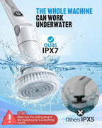 Cordless Electric Spin Scrubber, 4 Angles with 8 Replaceable Brush Heads, Adjustable Handle 3 Speeds with LED Display-90Mins Runtime, IPX7 Waterproof Scrubber Cleaner Brush for Bathtub Bathroom