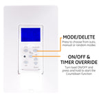 GE SunSmart 7-Day In-Wall Digital Timer Switch, Auto Sunrise/Sunset, Weekly Programmable, Security, Countdown, Single-Pole/3-Way, Neutral Wire Required, White or Light Almond, 32787