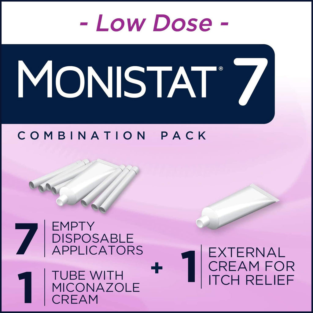 Monistat 7-Day Yeast Infection Treatment for Women, Miconazole Cream (45g Tube) with 7 Disposable Applicators & External Itch Relief Anti-Itch Cream (9g Tube) Combo Pack