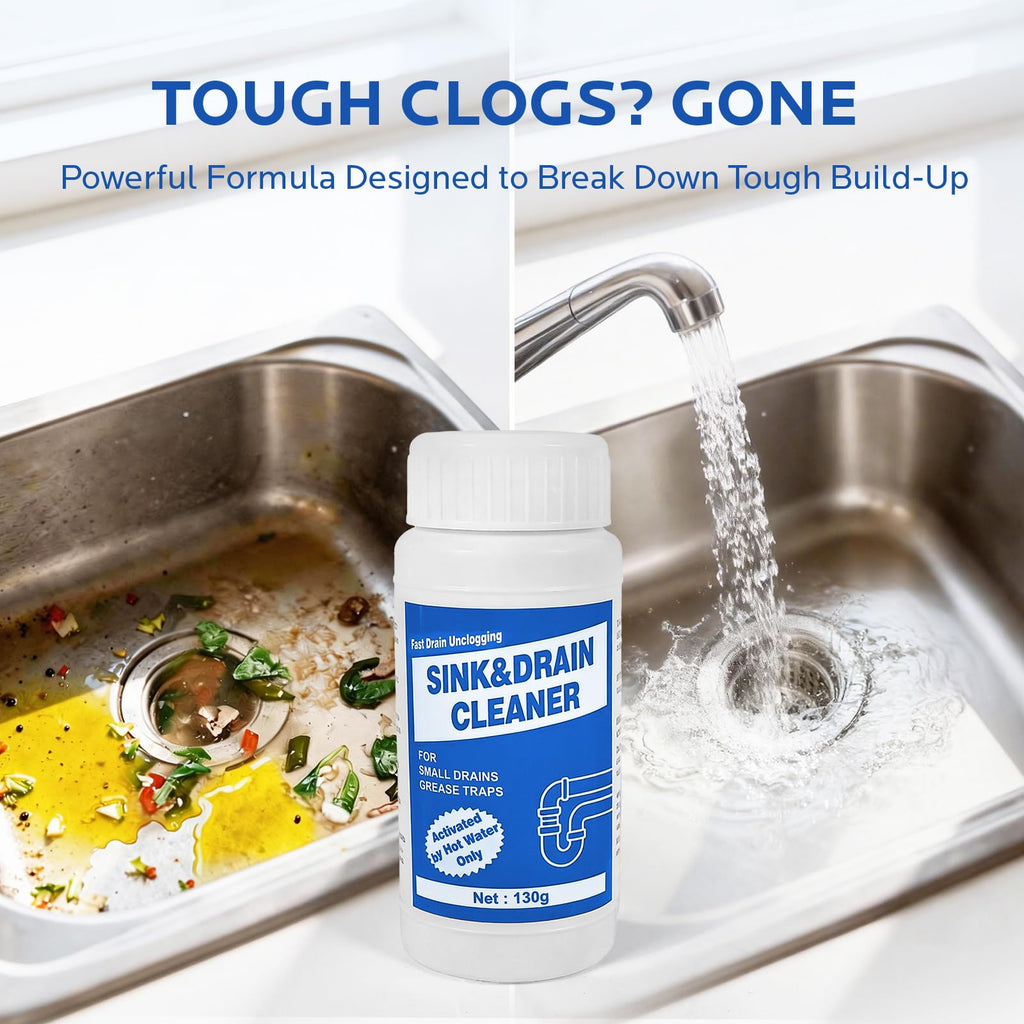 Wind in Hand Sink and Drain Cleaner Powder: All-Purpose Pipe Opener for Kitchen Bathroom Pipes and Floor Drains – Reliable Drain Clog Remover for Home Plumbing Maintenance（4 pack）