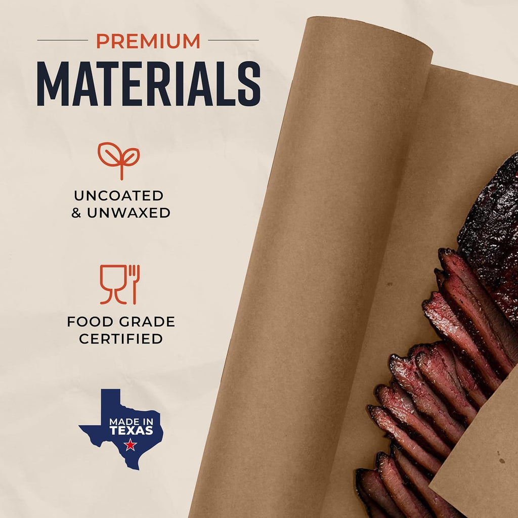 Brown Kraft Butcher Paper Roll - 18 Inch x 100 Feet - USA Made - Food-Grade Paper for Wrapping and Smoking Meat, BBQ, Grilling, Perfect Brisket Crust - Durable, Unbleached, Uncoated & Unwaxed