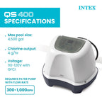 Intex Krystal Clear Saltwater Pool Chlorine System for Above Ground Pools up to 4,500 Gallons, Pool Cleaner with Automatic Timer and Self Cleaning