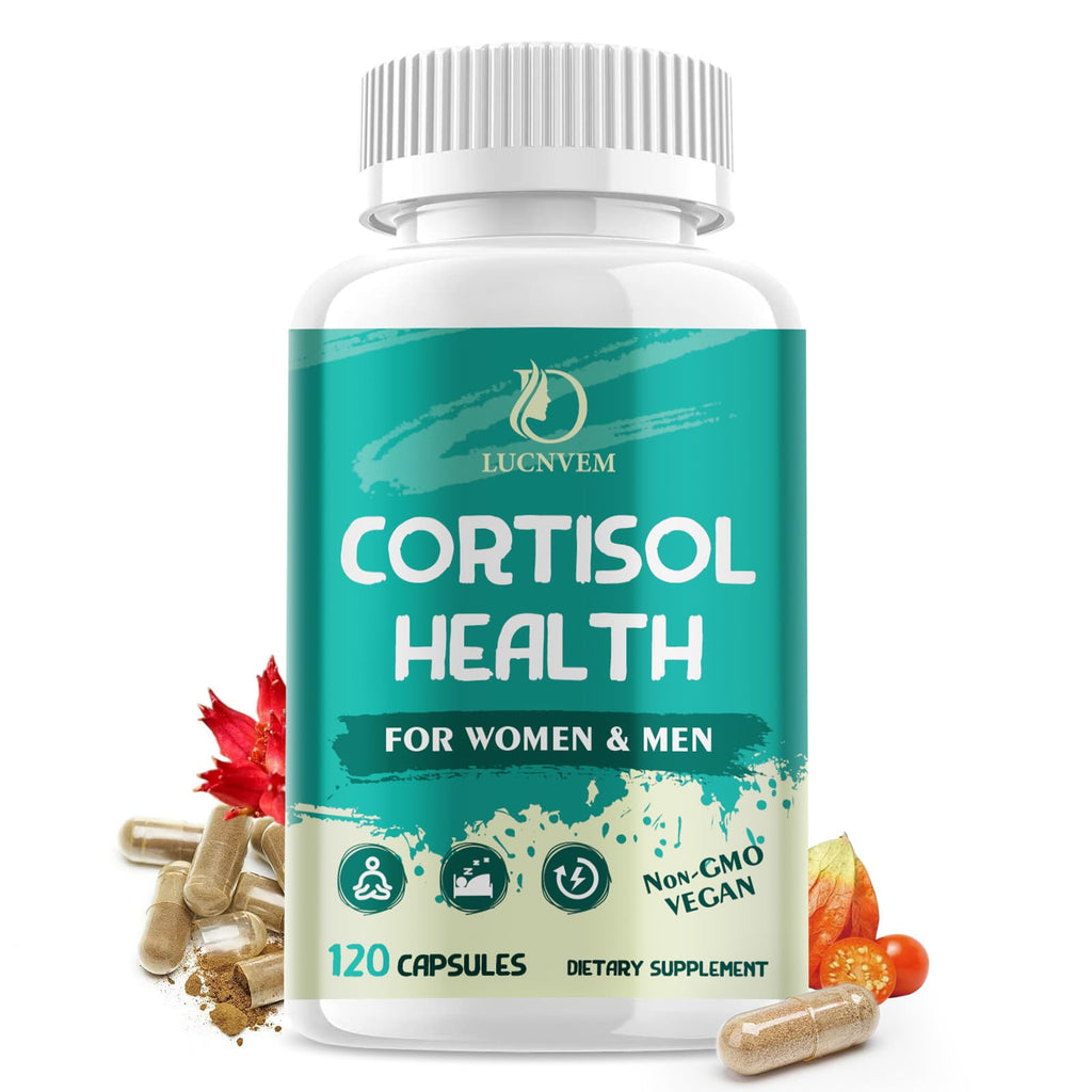 LUCNVEM Cortisol Supplement for Women & Men, Cortisol Reducer Detox Manager, Ashwagandha/Rhodiola Rosea/Magnesium and L-theanine Complex for Mood/Focus & Sleep- 60 Day Vegan Supply
