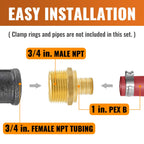 SUNGATOR 3-Pack PEX 3/4" x 1" NPT Male Threaded Adapter Crimp Fitting, No Lead Brass